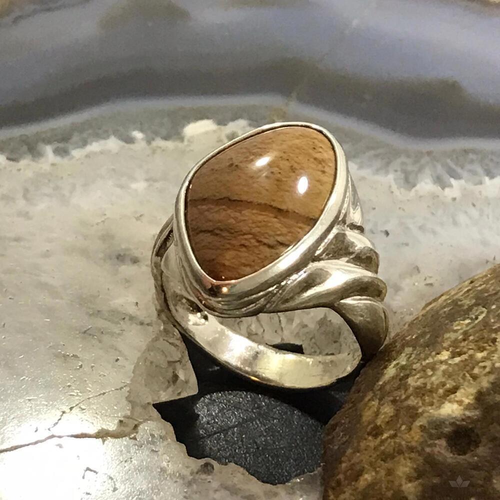 Carolyn Pollack Sterling Silver Natural Picture Jasper Ring Size 10 For Women - Picture 5 of 10